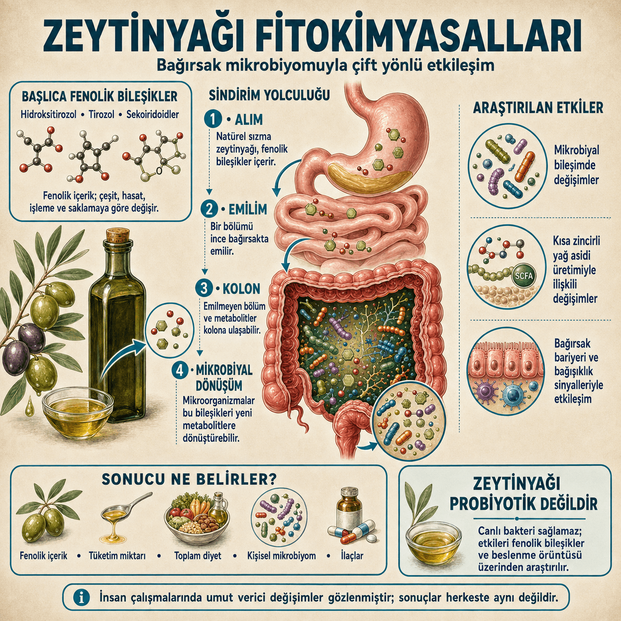 Zeytinyağının içerdiği fitokimyasalların ve mikrobesinlerin Bağırsak mikrobiyomu ile olan bağlantısı.