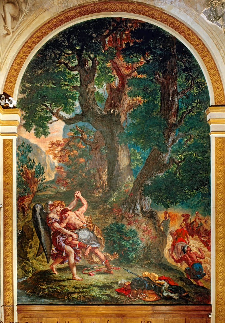 Melekle Güreşen Yakup, Eugene Delacroix. Ressamın bu güreş tasviri yönetmen Sally Potter tarafından "The Tango Lesson" filminin afişinde kullanılmış. 